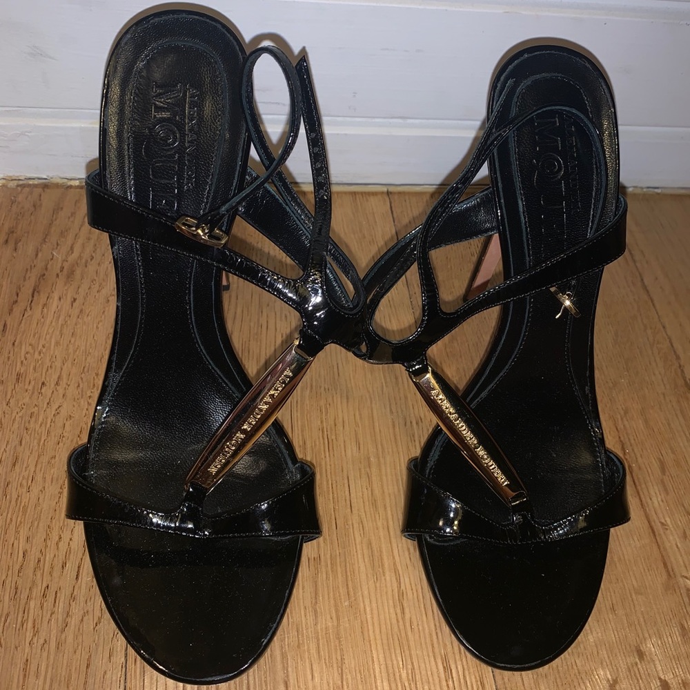 Alexander McQueen strappy paten leather heels